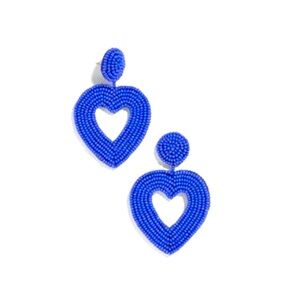 BaubleBar Blue Beaded Heart Earrings Lightweight Eye Catching